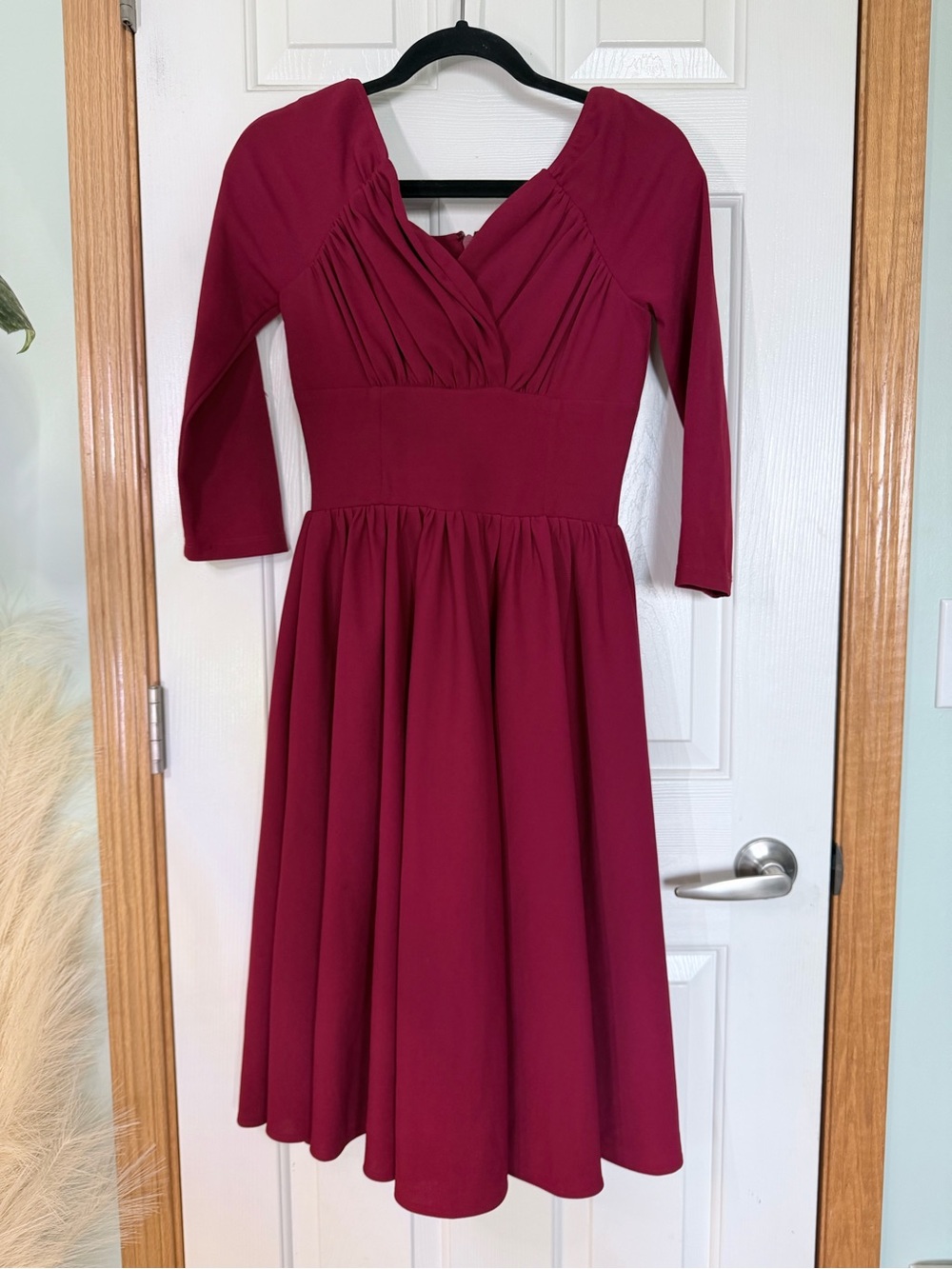 Vixen by Micheline Pitt Wine Red Midi Dress